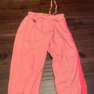 Aviator nation neon striped pink sweatpants. most comfortable sweats ever.